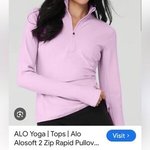 ALO Yoga Women Alosoft 2 zip Rapid Pullover worn and washed once. Size Medium